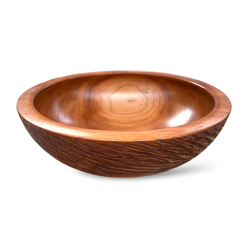 One-of-a-Kind Cherry Wood Bowl - Textured Sides