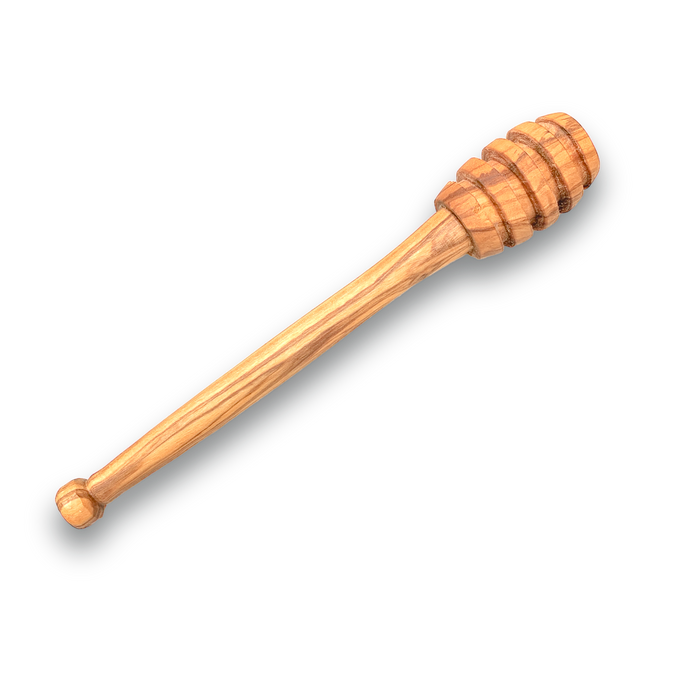 Classic olive wood honey dipper, ideal for drizzling honey