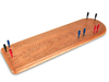 Handcrafted cherry wood cribbage set for up to three players.