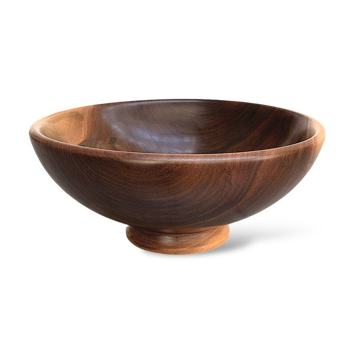 This wooden bowl crafted from black walnut was made by Dennis Belcher, one of  our most prominent  local wood turners.