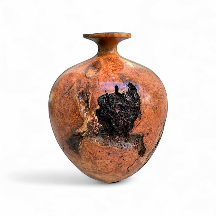 Cherry Burl Vase with Glass Tube Insert - Warren Vinneau