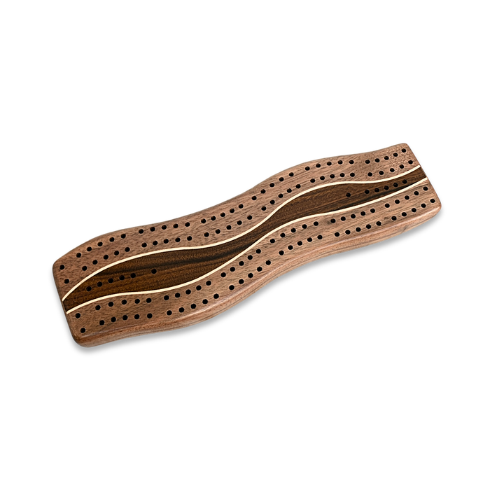 Solid Walnut Cribbage Board with Cocobolo & Maple Inlay